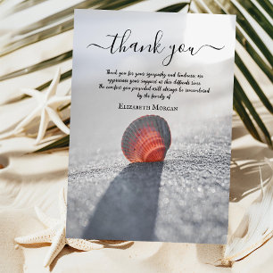 Simple Beach Seashell Photo Celebration Of Life Thank You Card