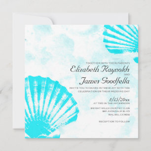 Simple Beach Seashells Destination Wedding Invites