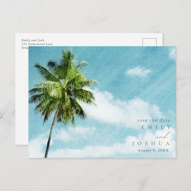 Simple Beach Wedding Budget Save The Date Announcement Postcard (Front/Back)