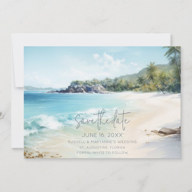 Simple Beach Wedding Photo Save the Date (Front)
