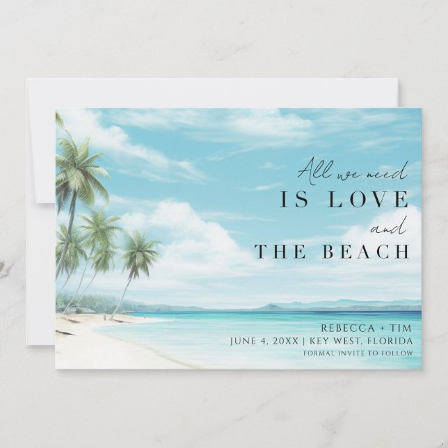Simple Beach Wedding Photo Save The Date (Front)