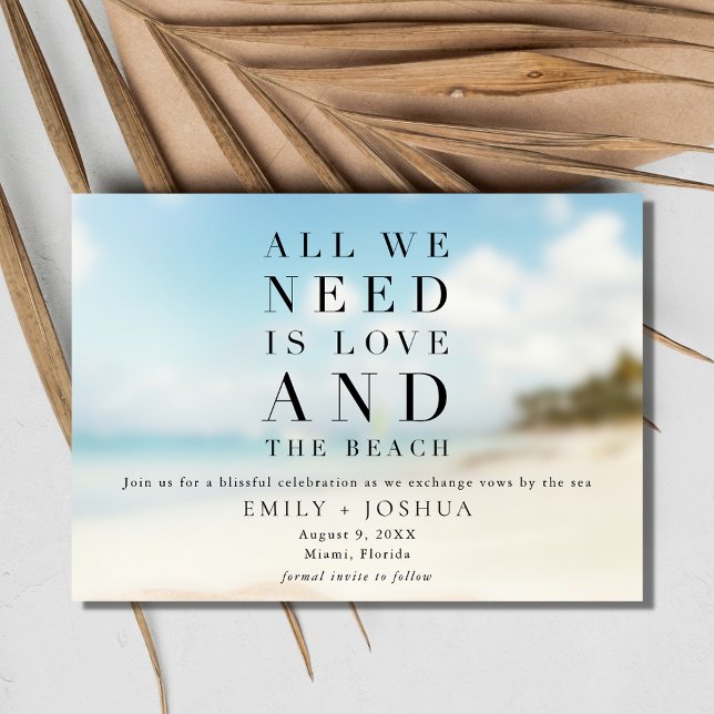 Simple Beach Wedding Save The Date (Simple Beach Wedding Save the Date Card)