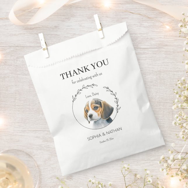 Simple Beagle Dog Wedding Thank You Favour Bag (Clipped)