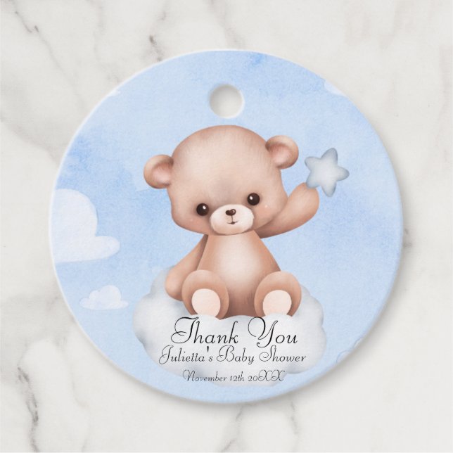 Simple Bearly Baby Shower Favour Tag (Front)