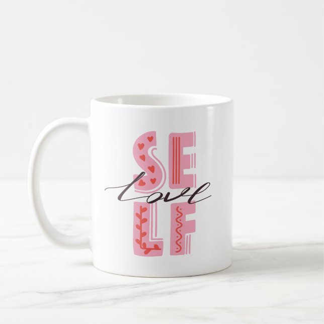 Simple Beautiful Self Care Charming Playful Pink  Coffee Mug (Left)
