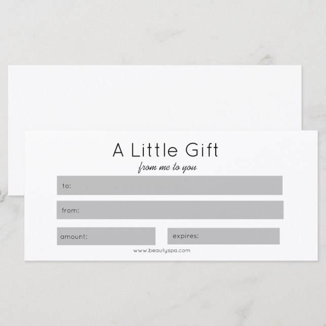 Simple Beauty Salon Makeup Custom Gift Certificate (Front/Back)