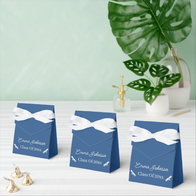 Simple Beige And Blue Customised Graduation Favour Box (Multiple)