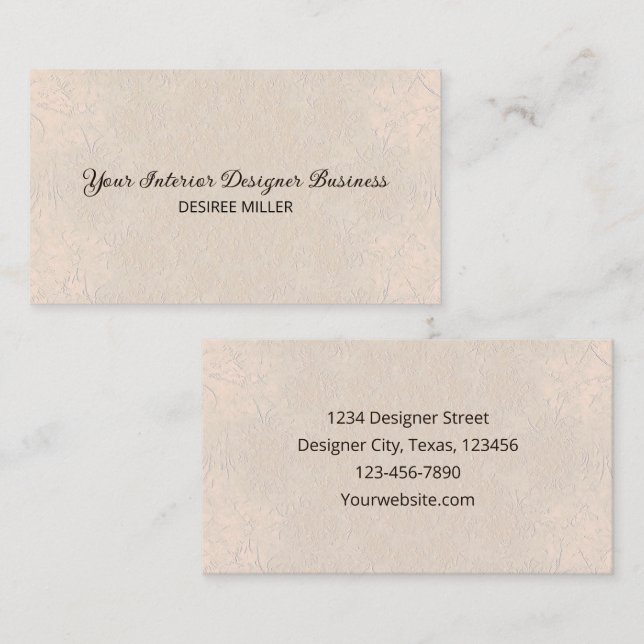 Simple Beige Brown Simple Elegant Texture Business Card (Front/Back)