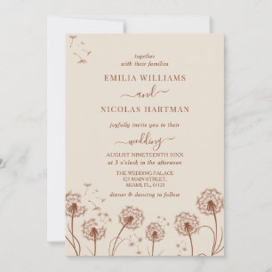 Simple Beige Brown Wildflower Wedding  Invitation