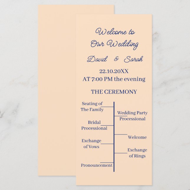 Simple Beige Custom Wedding Program (Front/Back)