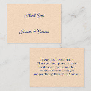 Simple Beige Customised Wedding Thank You Card