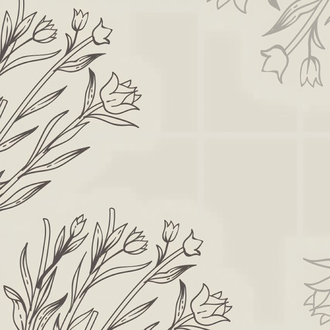 Simple Beige Floral Outline Name Mail Address (Creator Uploaded)