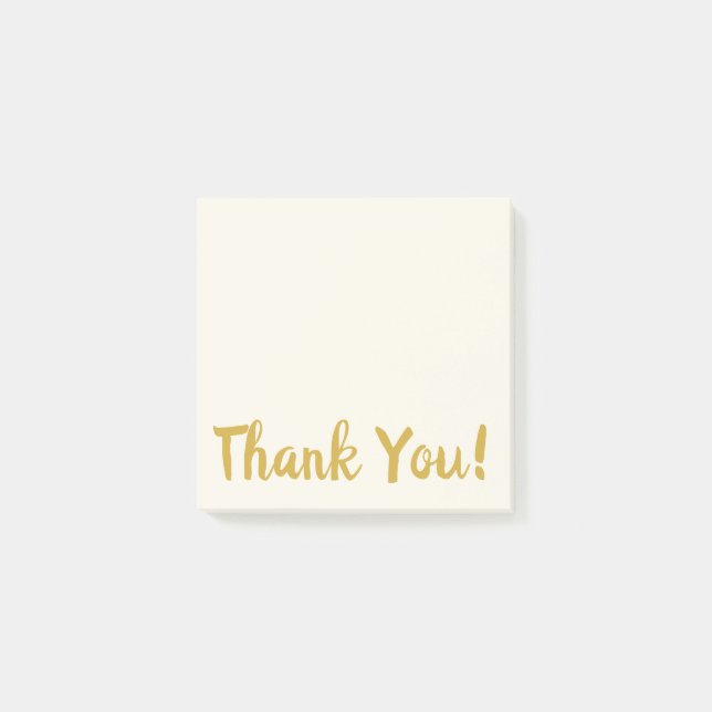 Simple Beige & Gold Thank You Post-it Notes (Front)