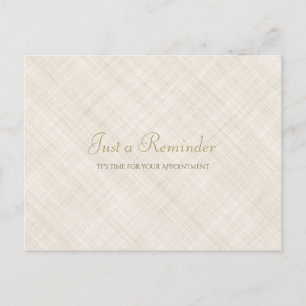 Simple Beige Linen Elegant Script Appointment Postcard