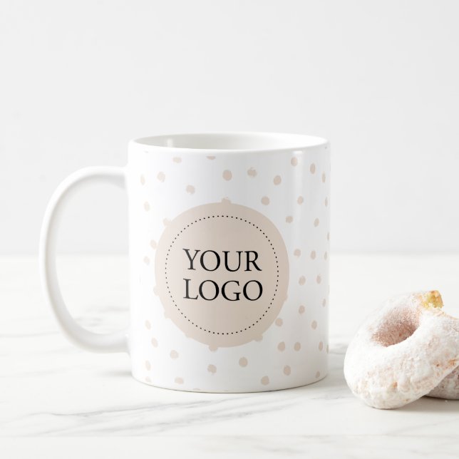 Simple Beige Minimal Business Logo Custom Coffee Mug (With Donut)