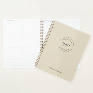 Simple beige Minimalist Custom Logo Branded Planner