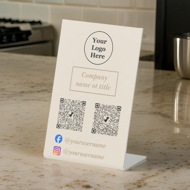 Simple beige minimalist pedestal sign (Creator Uploaded)