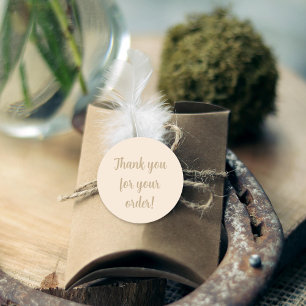 Simple beige minimalist Thank You Classic Round Sticker