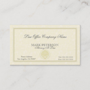 Simple Beige Monochromatic Damasks Attorney In Law Business Card