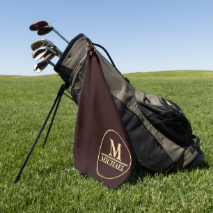 Simple Beige Monogram  Golf Towel