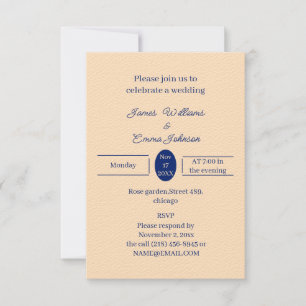 Simple Beige Personalised Wedding Invitation
