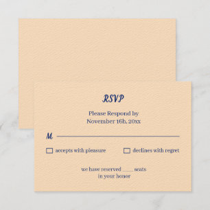 Simple Beige Personalised Wedding RSVP Card