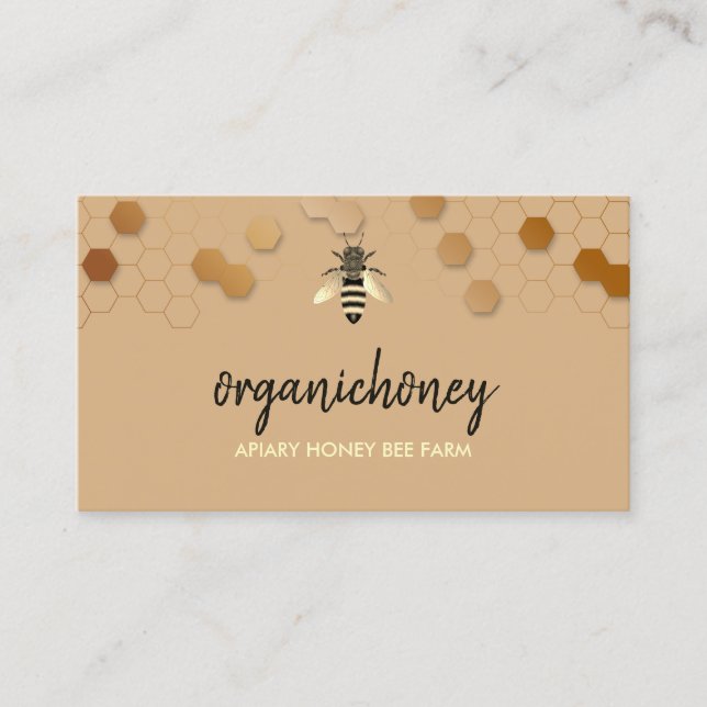 Simple Beige Pure Raw Honey Bee Apiary Honeycomb Business Card (Front)