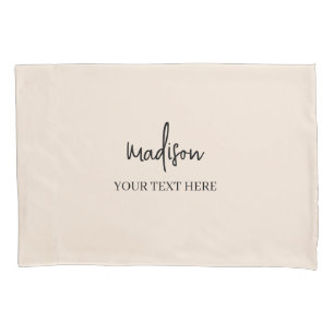 Simple beige Signature With Text Pillow Case