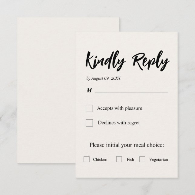 Simple Beige Wedding RSVP  Card (Front/Back)