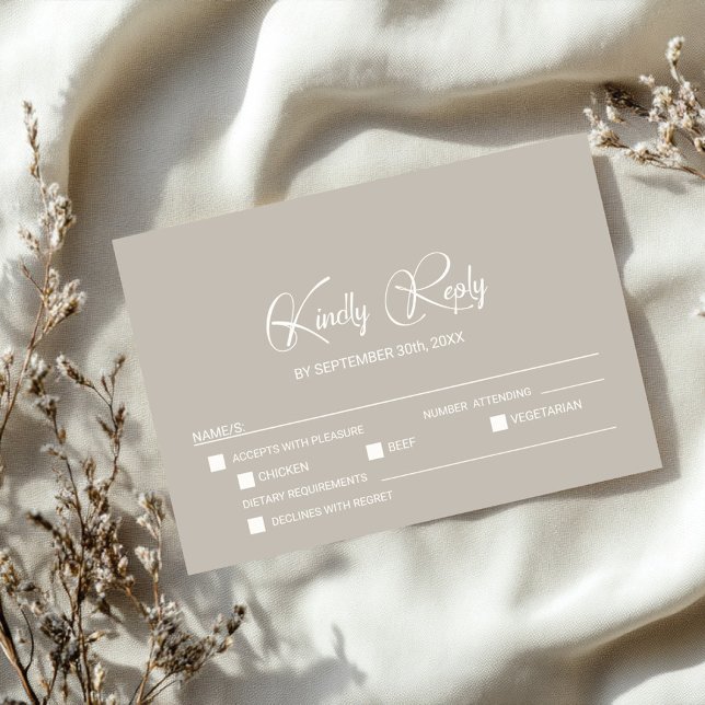 Simple Beige Wedding RSVP with Menu Options  (Creator Uploaded)