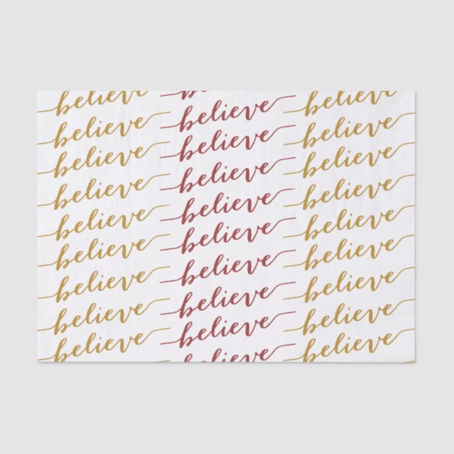 SIMPLE BELIEVE HOLIDAY GREETING | RED GOLD TISSUE PAPER (Front)