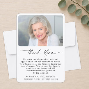 Simple Bereavement Funeral Memorial Photo Thank You Card