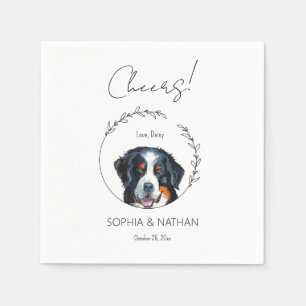 Simple Bernese Mountain Dog Wedding Cocktail Napkin
