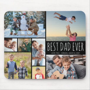 Simple BEST DAD EVER 8 Photo Collage Your Text Mouse Pad
