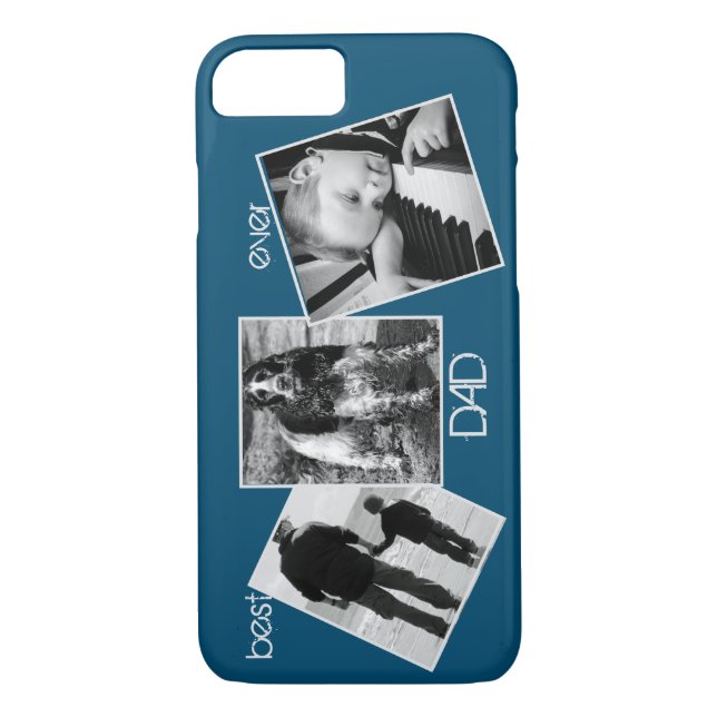 Simple Best Dad Ever black & white Photo Collage Case-Mate iPhone Case (Back)