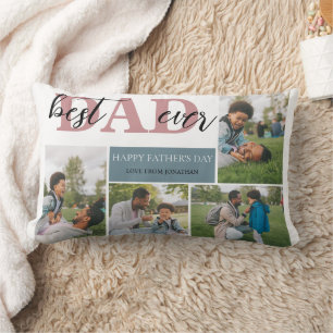 Simple Best Dad Ever Fathers Day Dad 4 photo Lumbar Cushion