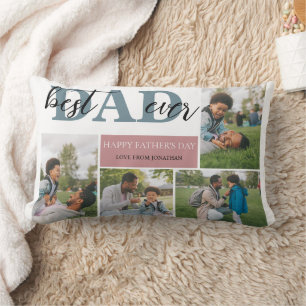 Simple Best Dad Ever Fathers Day Dad 4 photo Lumbar Cushion