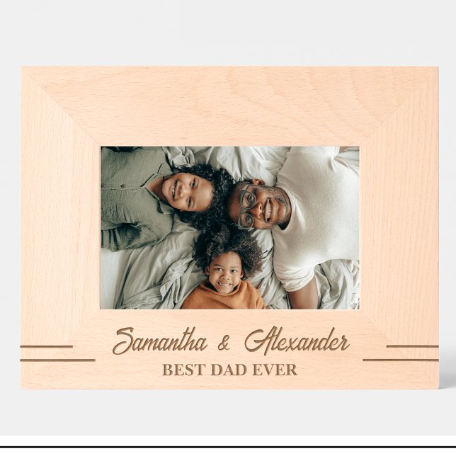 Simple Best dad ever Name Engraved Wood Frame (Creator Uploaded)