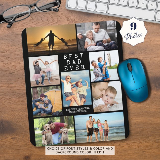 Simple BEST DAD EVER Photo Collage Personalised Mouse Pad (Creator Uploaded)