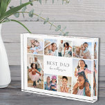 Simple Best Dad Photo Block<br><div class="desc">Personalised "Best Dad" Acrylic Photo Block. This simple and elegant acrylic photo block is a beautiful way to showcase cherished memories. The design features space for eight photos, arranged in a border around the edges, while keeping the focus on the meaningful text in the centre. At the centre, "Best Dad"...</div>