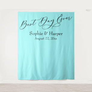 Simple Best Day Ever Aqua Photo Backdrop Tapestry