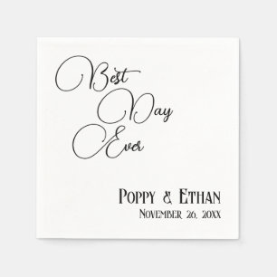 Simple Best Day Ever Wedding Celebration Napkin
