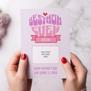 Simple Best Mum Ever Retro Pastel Gift Card Holder
