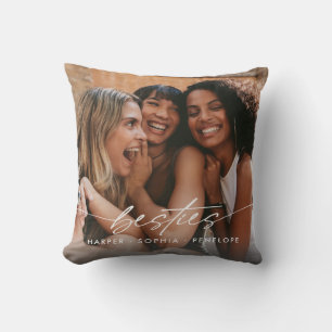 Simple Besties Create Your Own Photo Modern Script Cushion