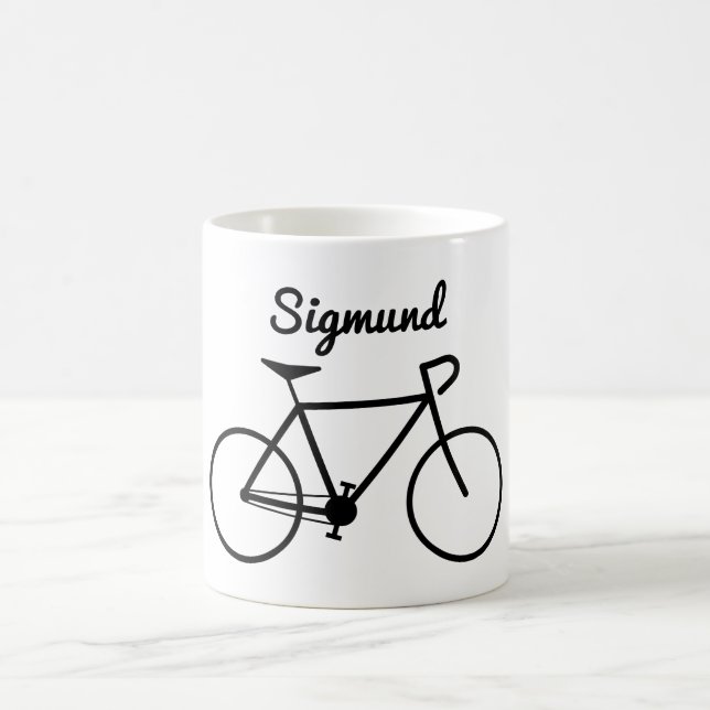 Simple Bicycle Silhouette + Personalised Name Coffee Mug (Center)