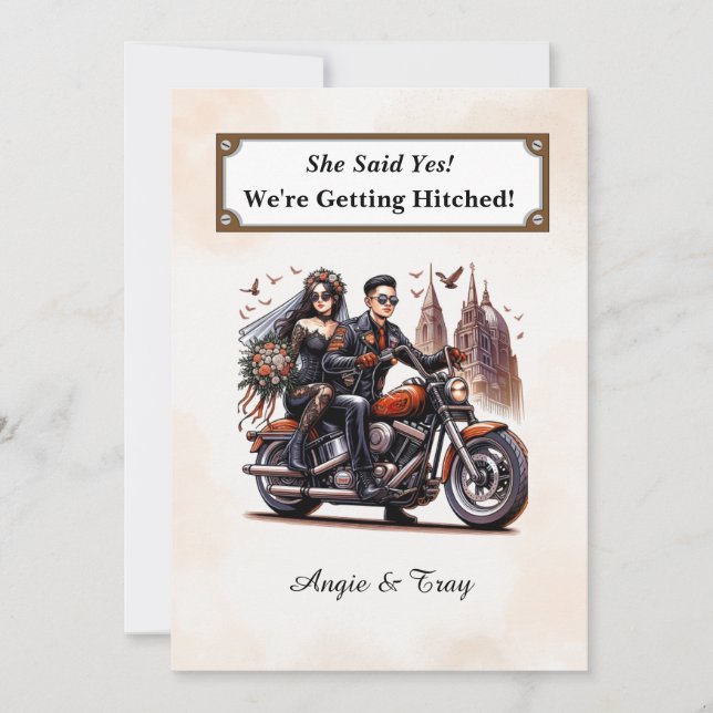 Simple Biker Wedding Invitation  (Front)