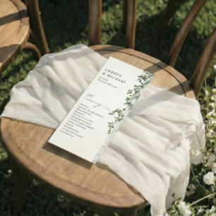 Simple Birch Tree Greenery Foliage Wedding Programme