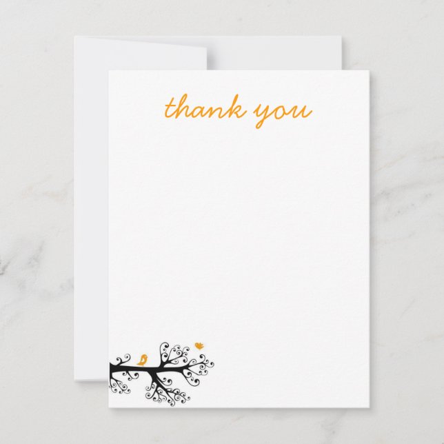 Simple Birds on Tree Branch thank you Card (Front)
