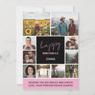 Simple birthday collage with 10 photos grid invitation