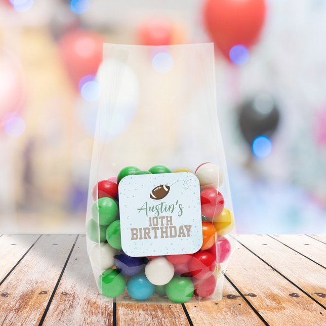 Simple Birthday Cute Sports Football Party Paper Square Sticker (Creator Uploaded)